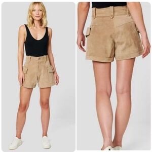 BLANKNYC Bare It All Suede Leather Shorts in Taupe tan beige Sz 25